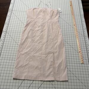 NWT Anthropologie LG Blush Pink Strapless Side Slit Stretch Midi Dress